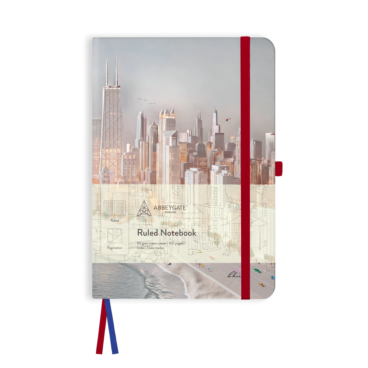 A5 Ruled Notebook with Illustrated hard cover - Chicago [TEST]