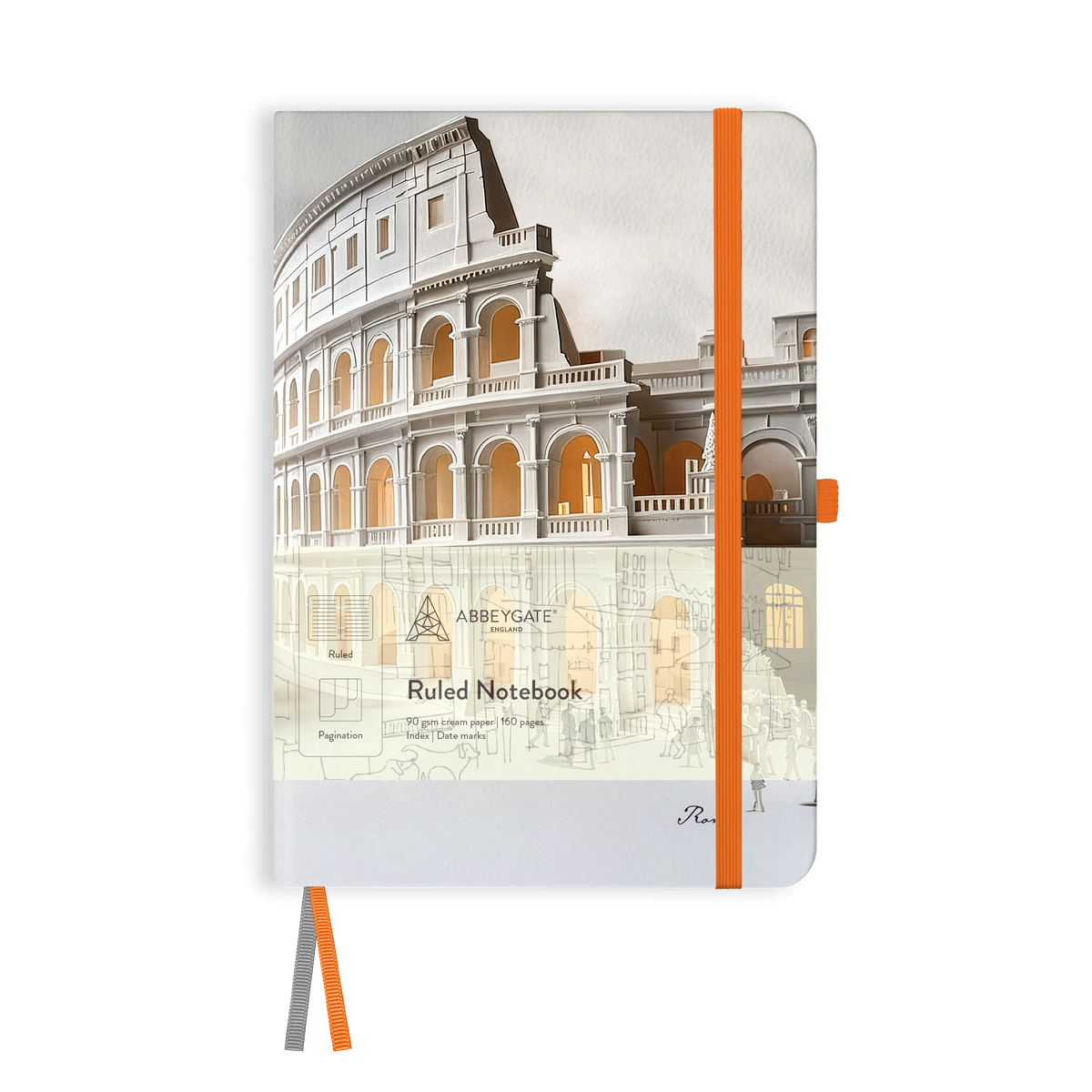 A5 Ruled Notebook with Illustrated hard cover - Rome [TEST]
