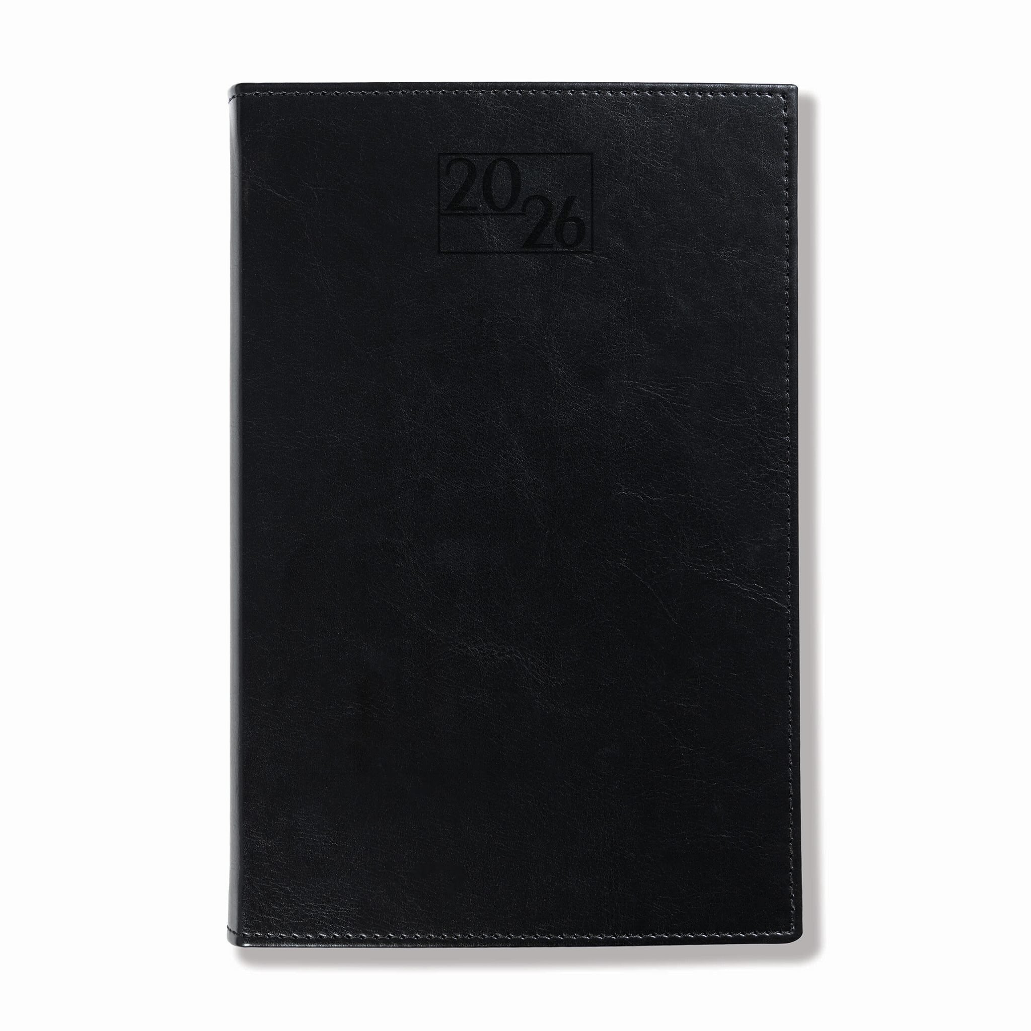 Harrogate SaharaHide Faux Leather A5 Diary, Day Per Page, Black