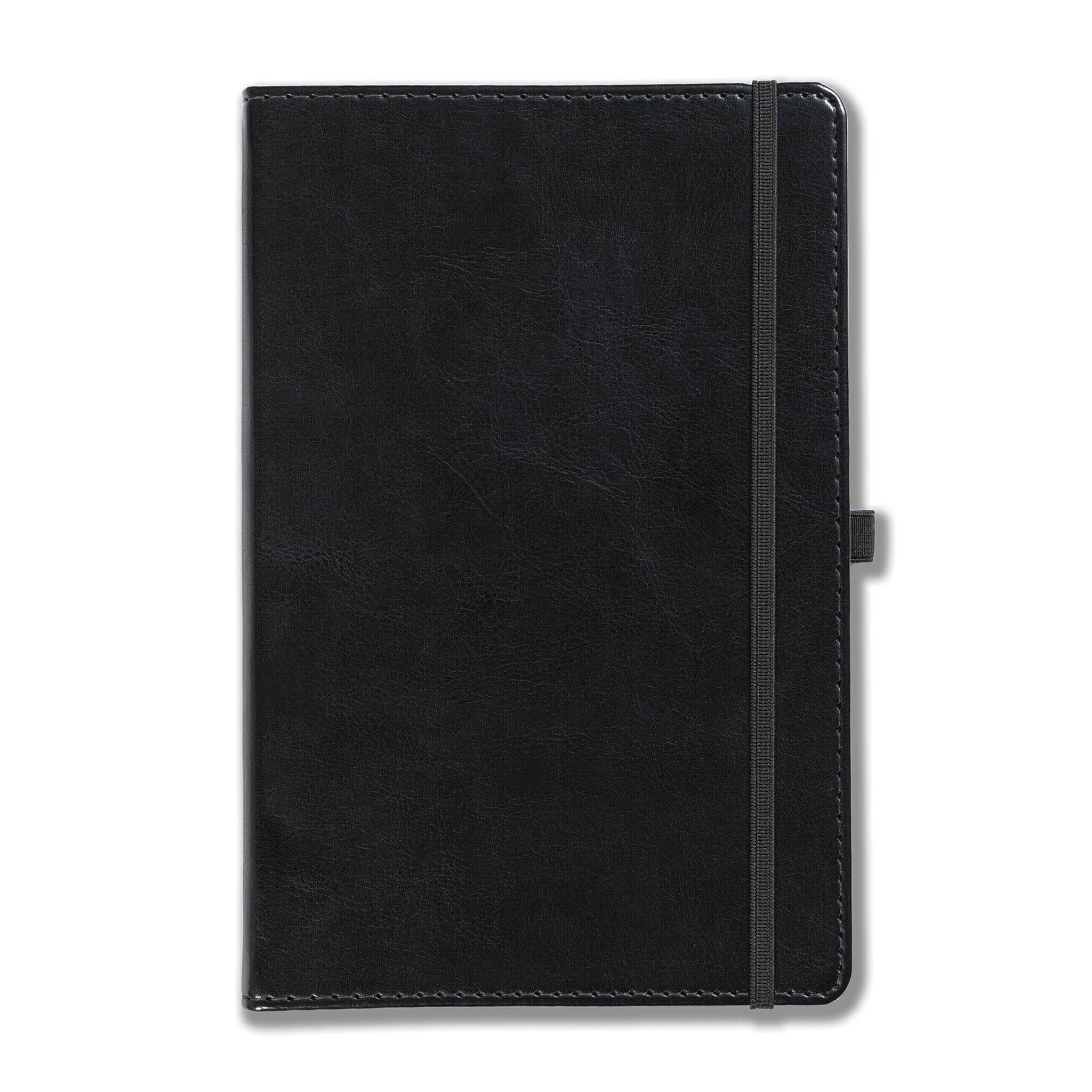 Harrogate Faux Leather A5 Notebook, Feint Ruled, Black