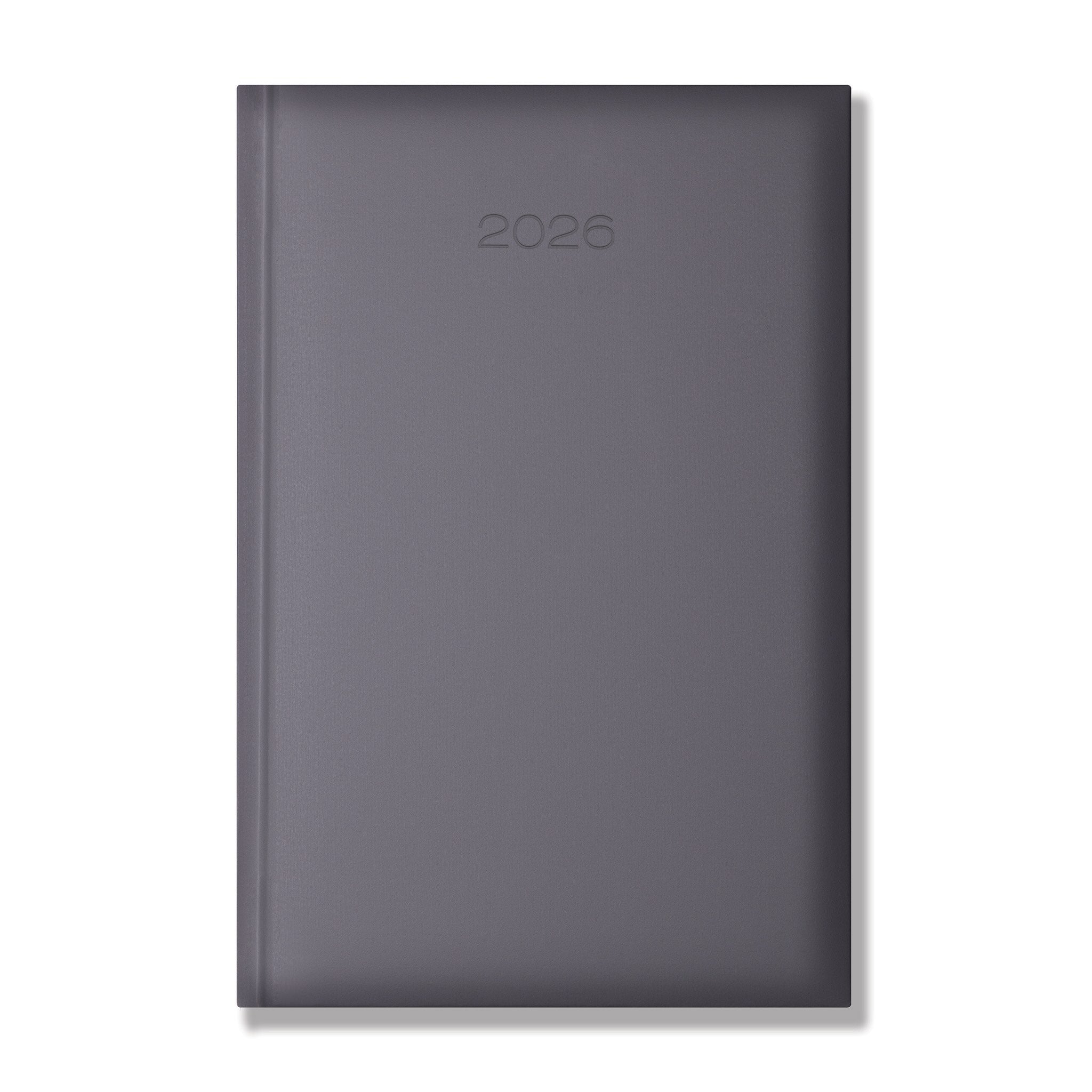 Lewes SmoothGrain A5 Desk Diary, Day Per Page, Grey