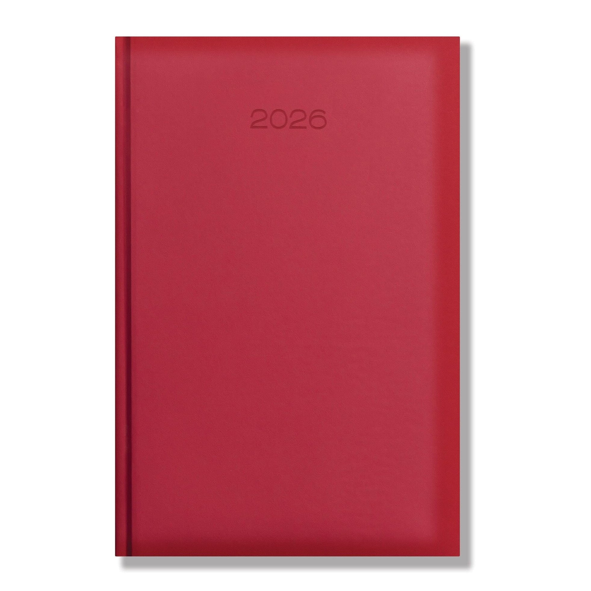 Lewes SmoothGrain A5 Desk Diary, Day Per Page, Red
