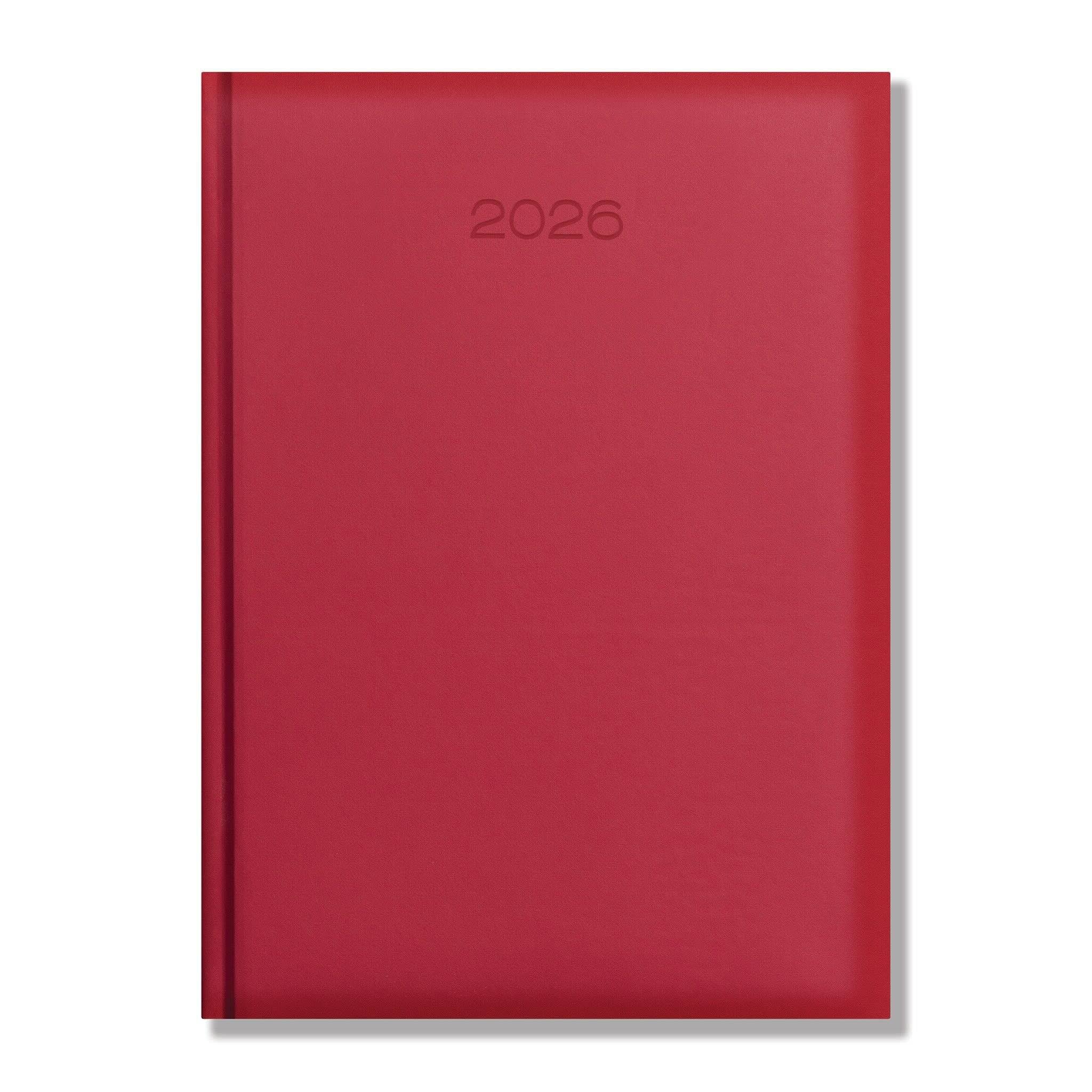 Lewes SmoothGrain Quarto Desk Diary, Week to View, Red