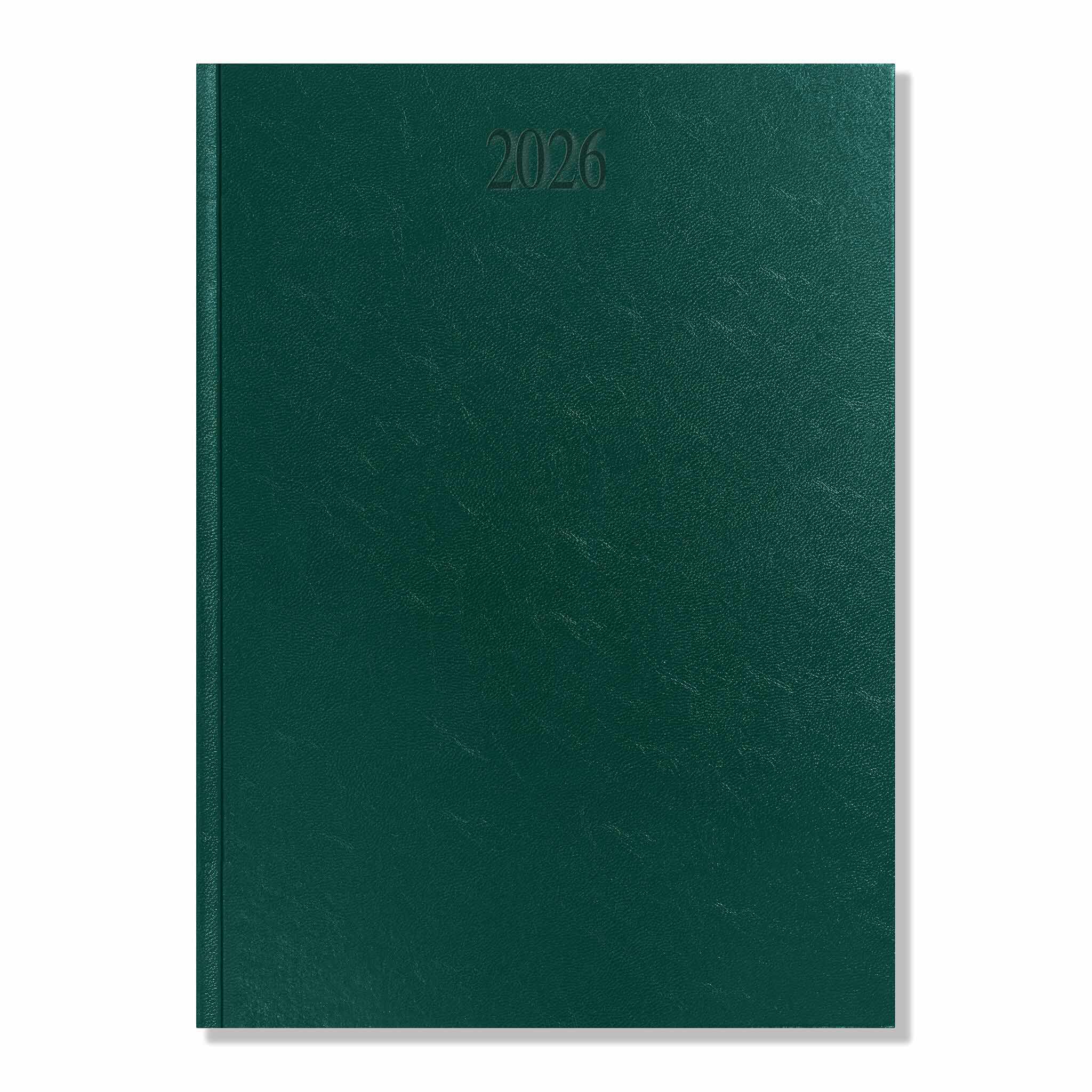 Richmond FineGrain A4 Desk Diary, Day Per Page, Green