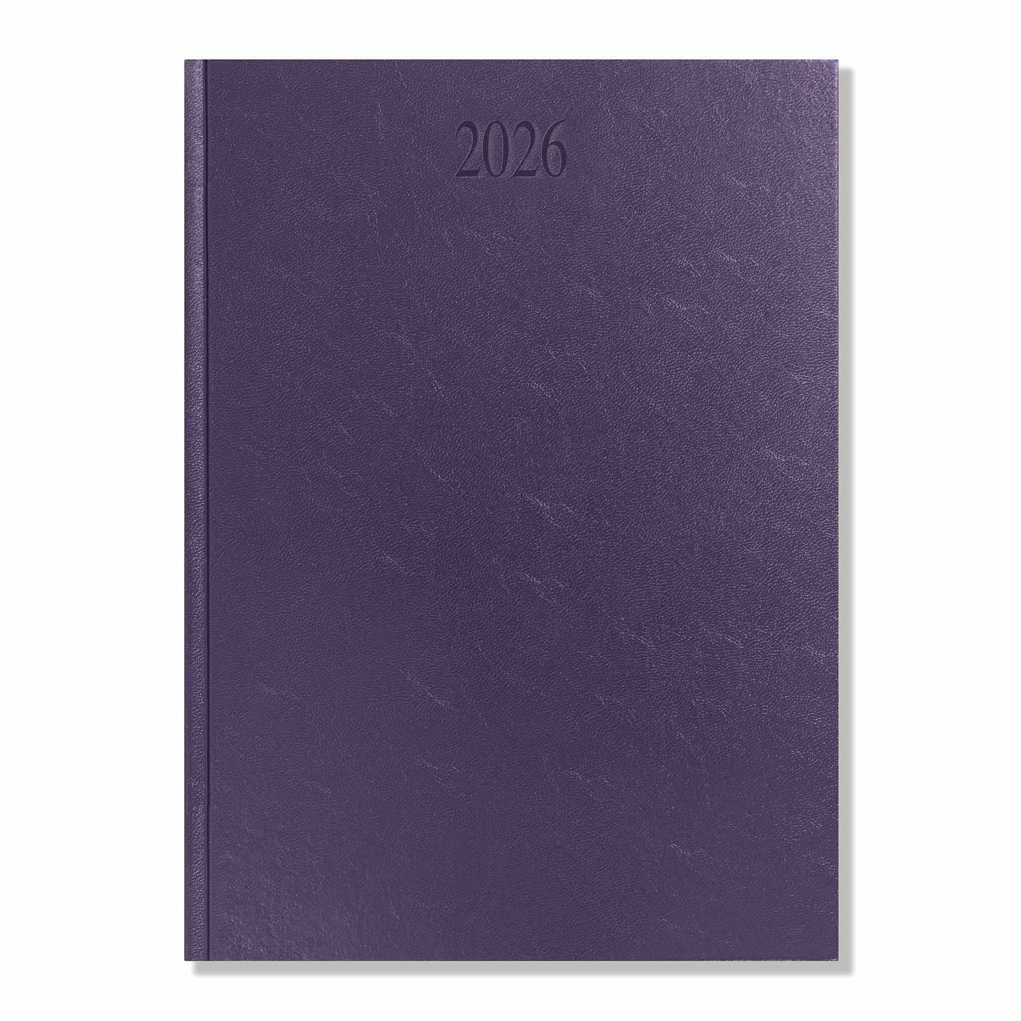 Richmond FineGrain A4 Desk Diary, Day Per Page, Purple