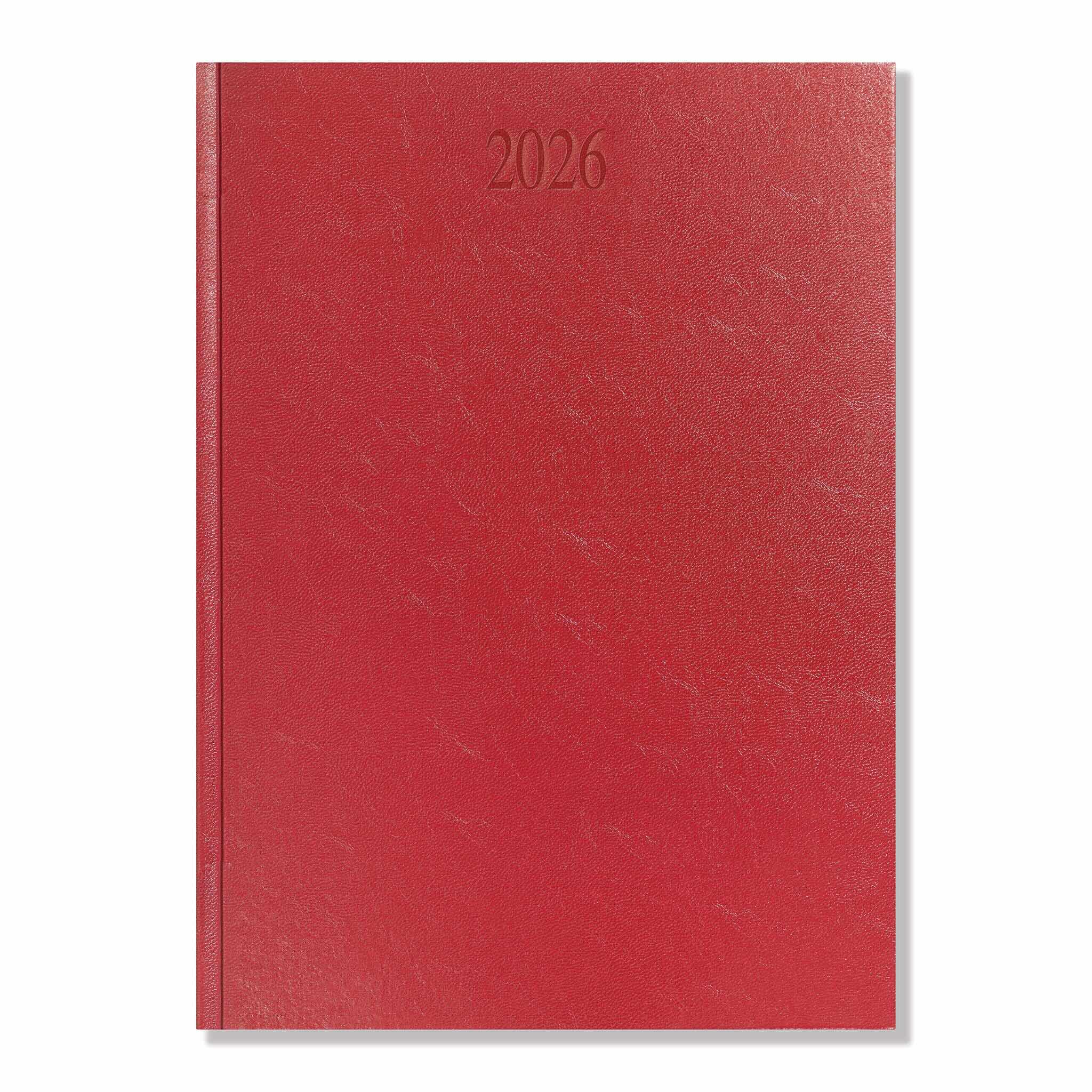 Richmond FineGrain A4 Desk Diary, Day Per Page, Red