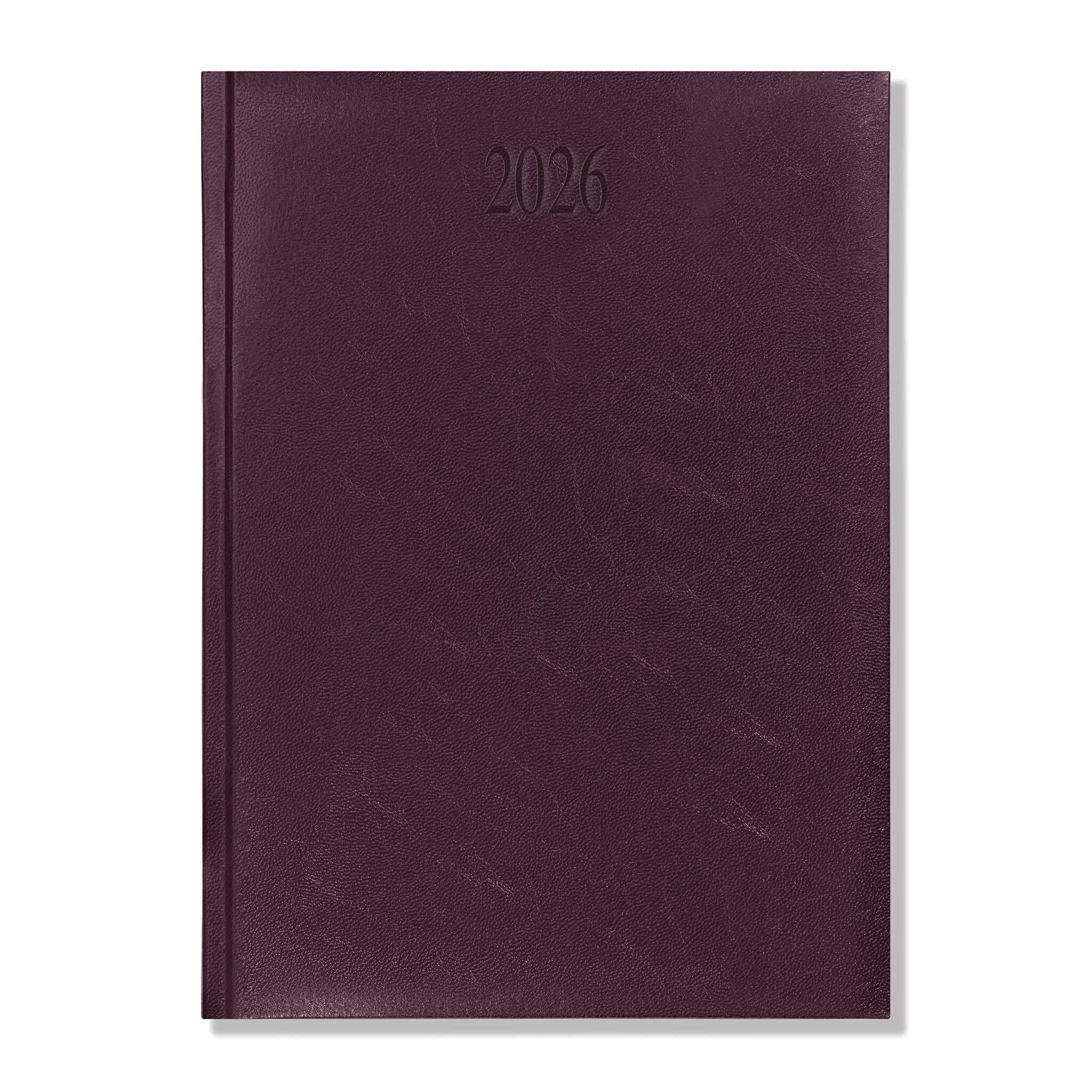 Richmond FineGrain Quarto Desk Diary, Day Per Page, Burgundy
