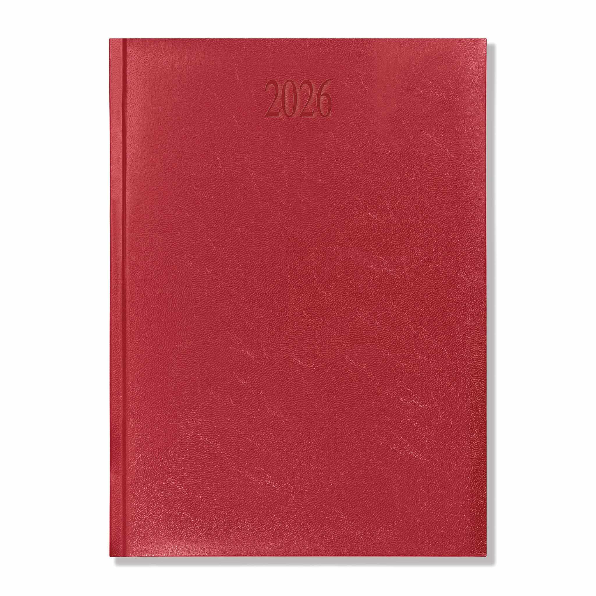 Richmond FineGrain Quarto Desk Diary, Day Per Page, Red